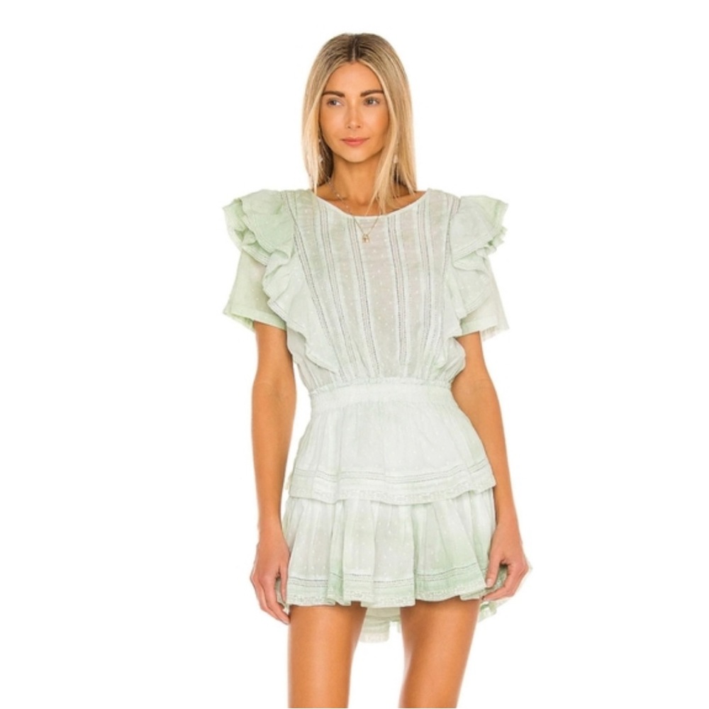 NWOT Loveshackfancy Natasha Mini Dress in Moss Green